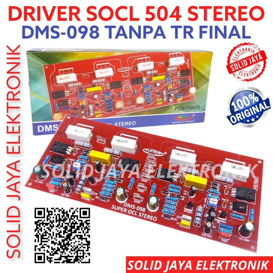 KIT POWER DRIVER SOCL 504 STEREO DMS098 AMPLI AMPLIFIER DRIVER SOCL504 SUPER OCL DMS098 DMS-098 TR TRANSISTOR FINAL PCB FIBER TOSHIBA JAPAN ASLI ORI ORIGINAL PLATINUM