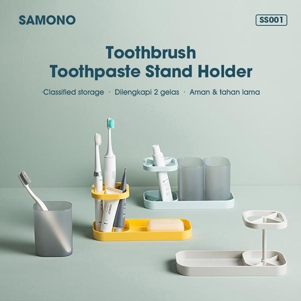 SS001-Tempat Sikat dan Pasta Gigi SAMONO Shelf Toothbrush Stand Holder