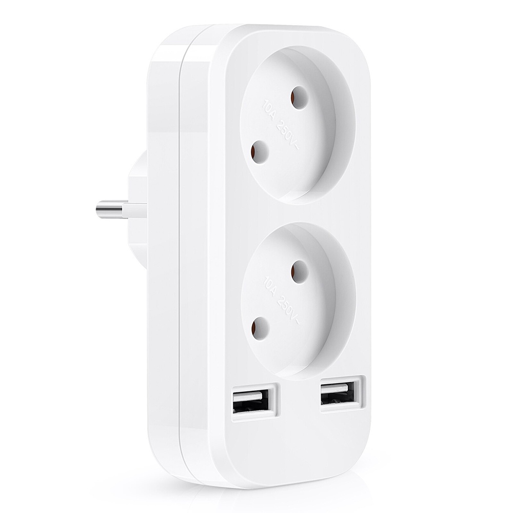 Wallpad Stop Kontak Listrik 2 EU Plug + 2 USB Port - CX89 - White