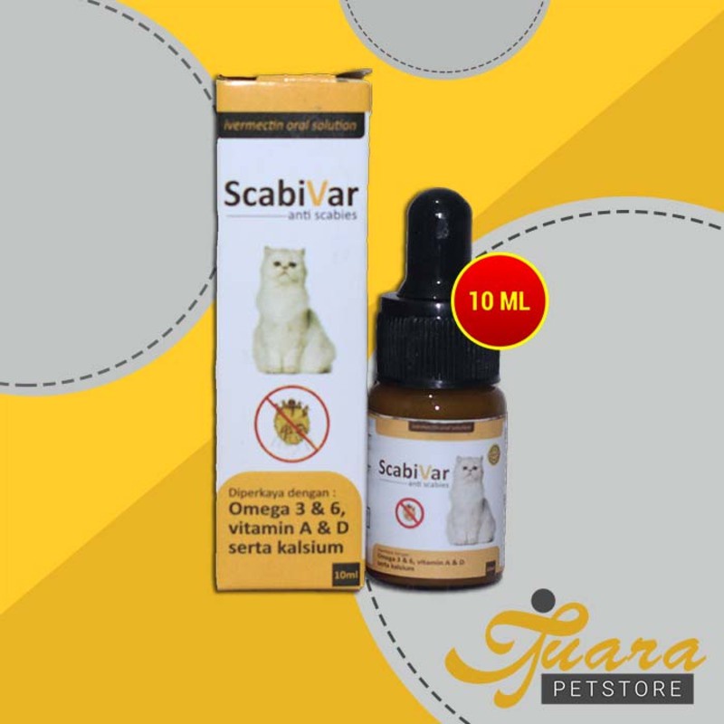 Obat Scabivar Kucing 10 Ml / Obat Scabies Kutu Kucing 10 Ml