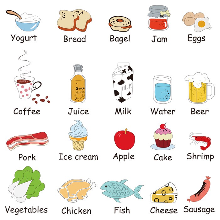 AM7090 cartoon food wall stiker hiasan dinding wallsticker 50x70cm