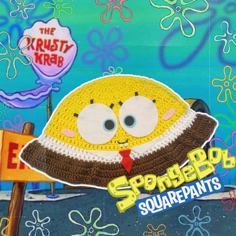 Spongebob Crochet Bucket Hat // Topi Rajut