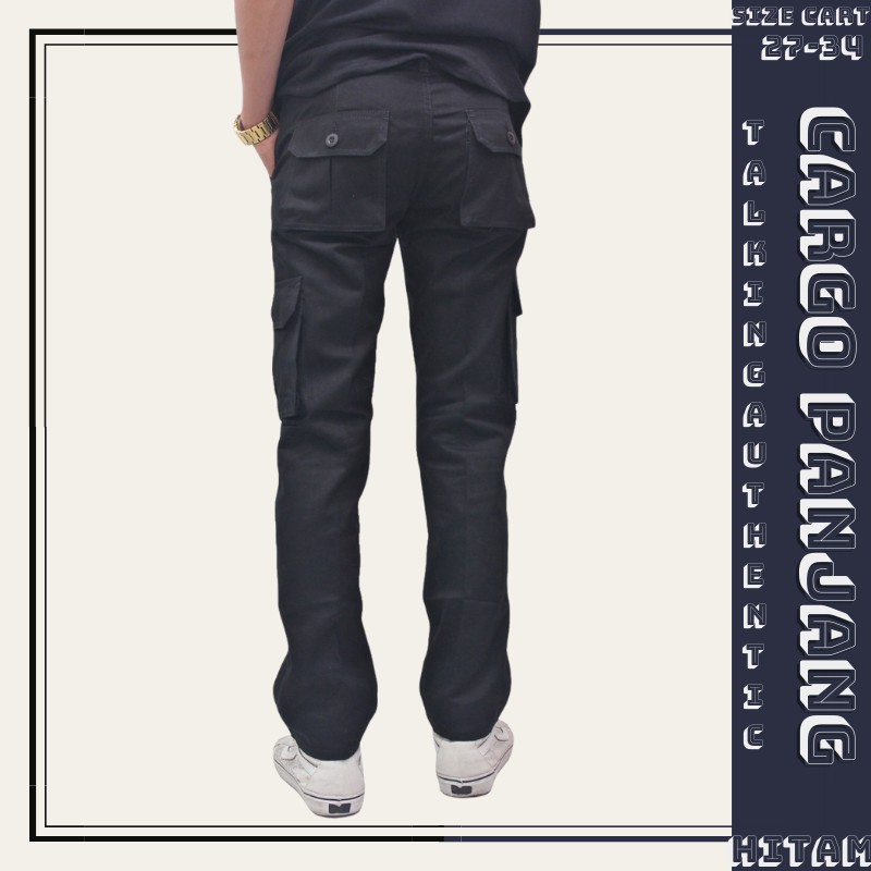 Celana Cargo Premium Kanvas Original Kargo Panjang Pria Slimfit Hitam Pdl Distro Hiking Tactical Ori