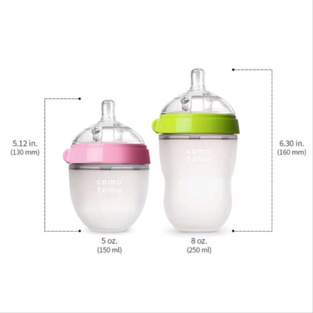 Comotomo Baby Bottle anti kolik 150ml 250ml Single Pink Green Como Tomo botol susu