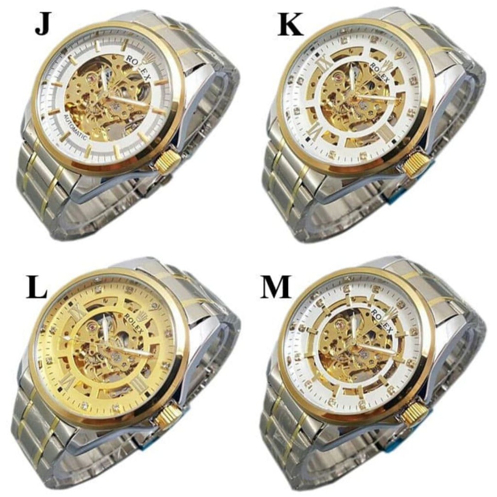 Jam Tangan Pria Rolex Automatic Transparan Rantai  | Jam Tangan Murah