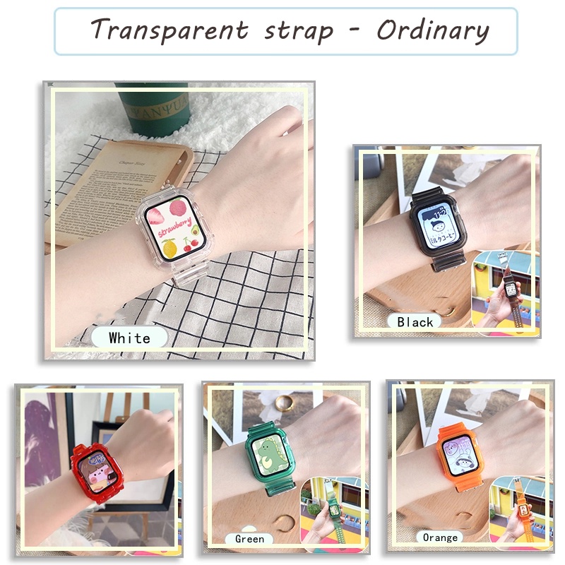 Tali✅Transparent Strap Watch Transparent Strap For Apple Watch T55 T500 HW12 HW16 HW22 Series 7 6 5 4 3 2 1 SE