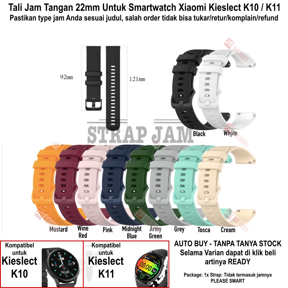 OYE Strap Xiaomi Kieslect K10 K11 - Tali Jam Tangan 22mm Silikon Lentur Buckle Sewarna