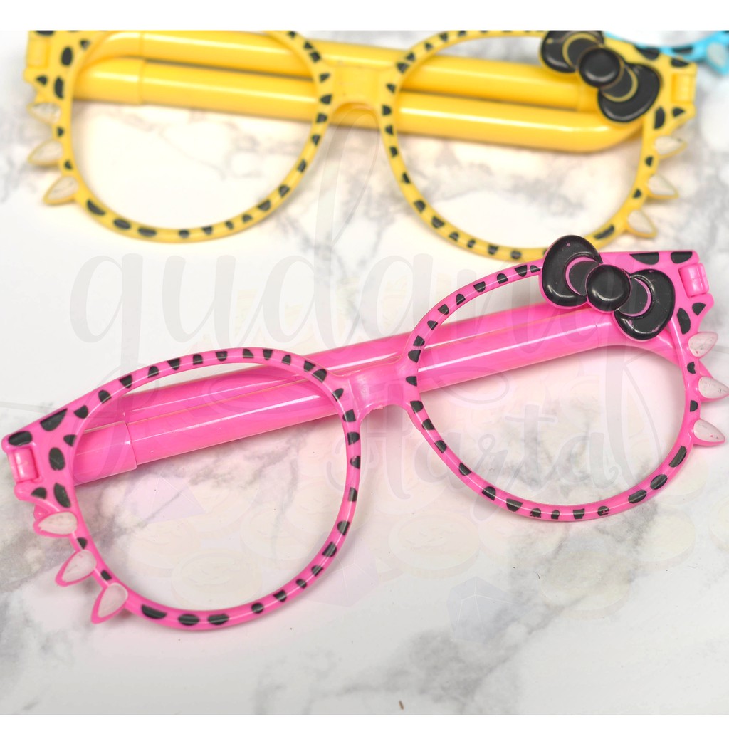Pulpen Kacamata Karakter Kucing Jepang Cat  Lucu Unik Bolpen Ballpoint Isi 2 GH 307030