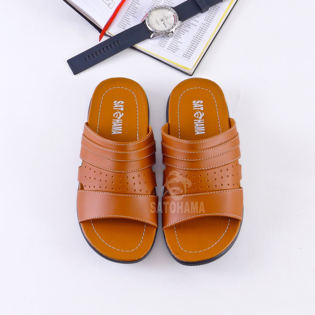 Satohama Sandal Selop Pria Sandal Kasual Pria Sandal Kulit Sintetis Sandal Murah Sandal Pria Dewasa