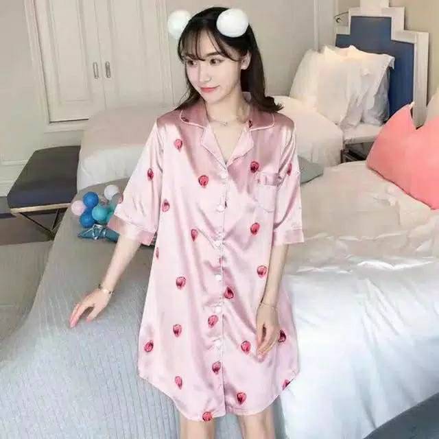 Daster Rebahan Satin Lengan Panjang