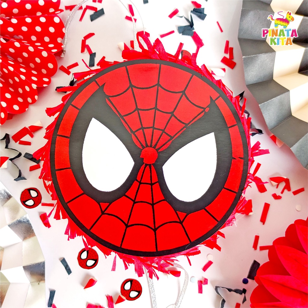 pinata kecil spiderman / pinata mini spiderman / pinata bulat spiderman / pinata tarik spiderman / p