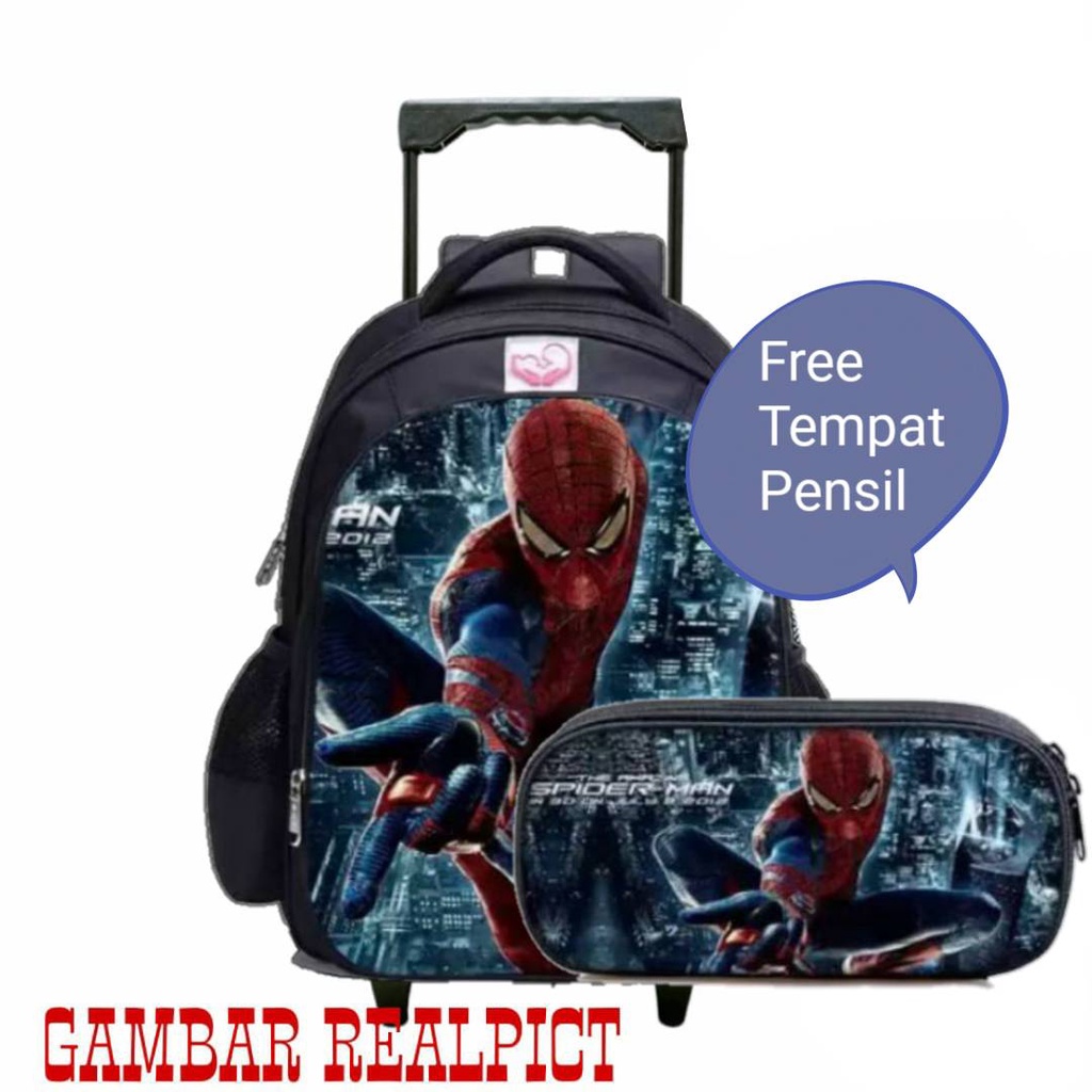 Tas Sekolah Troli Anak Laki Laki Superhero Merah Tas Untuk Tk Dan Sd