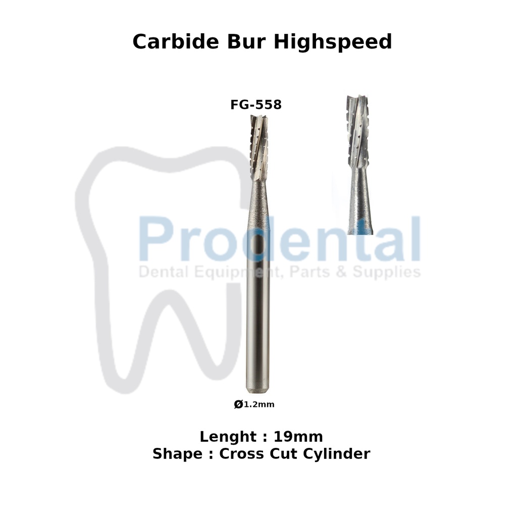 Dental Bur Tulang Carbide Tungsten Fissure High Speed FG558 Bur Crown Remover Bur Bongkar Crown seperti SS White