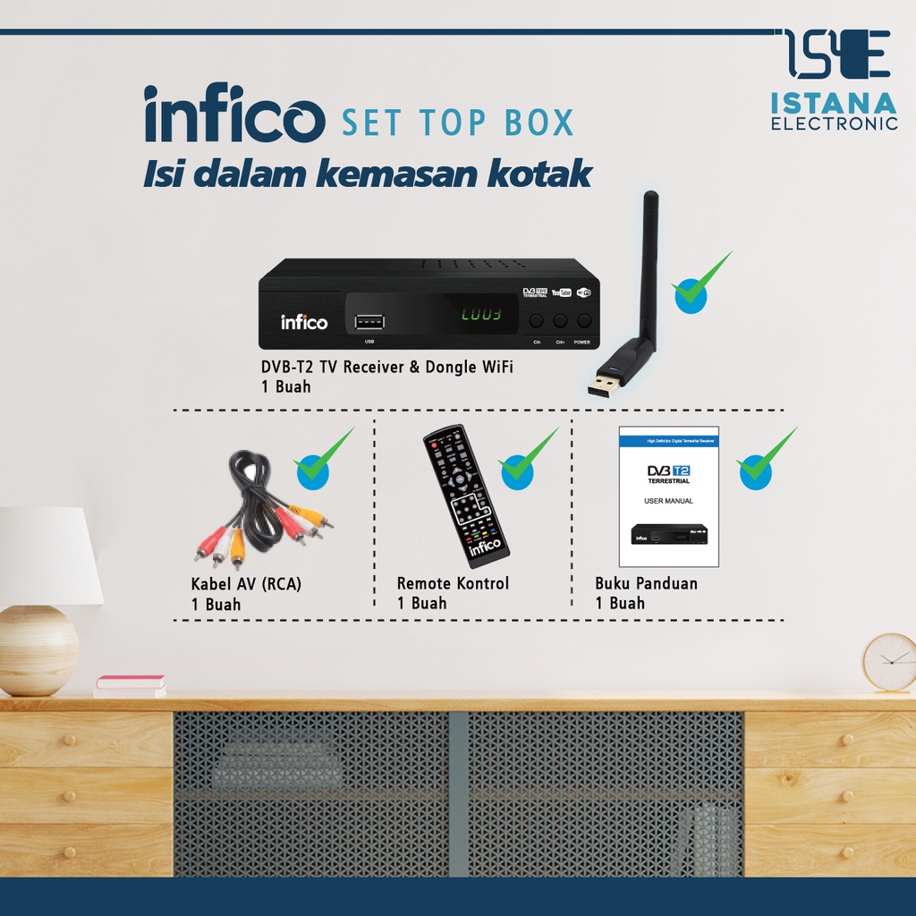 [COD] TERDAFTAR DI KOMINFO! SETOP BOX + Wifi dongle Murah Merk INFICO ORIGINAL SERTIFIKAT KOMINFO, BER SNI RESMI ! Digital Set Top Box HD / STB Siaran DVB T2 Receiver Ultra HD 4K PROMO MURAH -LAGI DISKON TIKTOK, YOUTUBE, WE TV FREE ONGKIR #