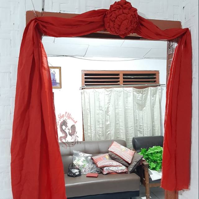 PO 5m Kain merah wedding/kain satin wedding/kain merah/kain sangjit/kain merah sangjit