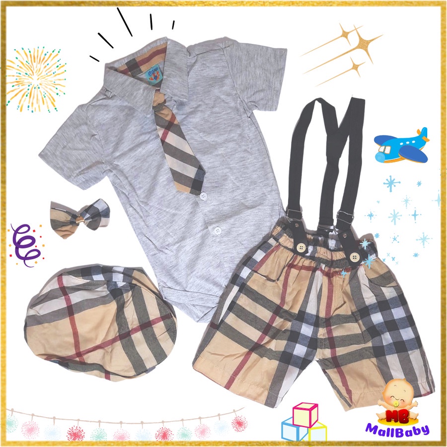 Anchor dan Sailing suspender 0 6 12 bulan romper jumper set baju bayi laki-laki baru lahir