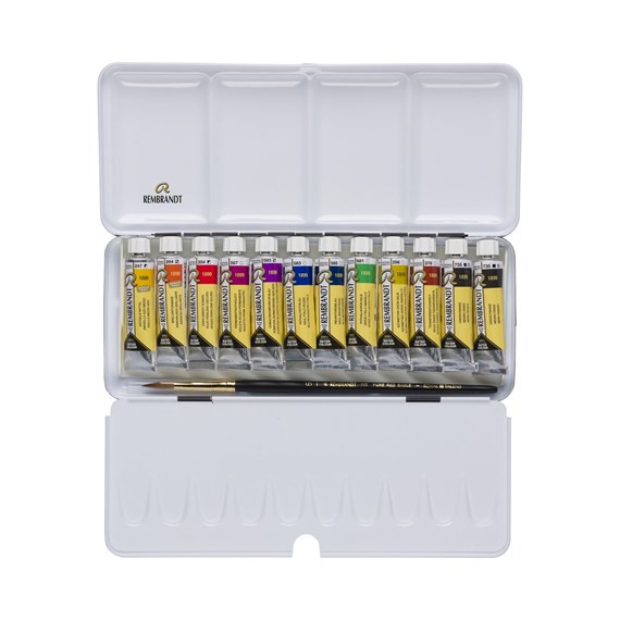 

Rembrandt Watercolour metal tin set Oxide Black Mixing/Dusk Colour Selection | 12 x 10 ml tubes