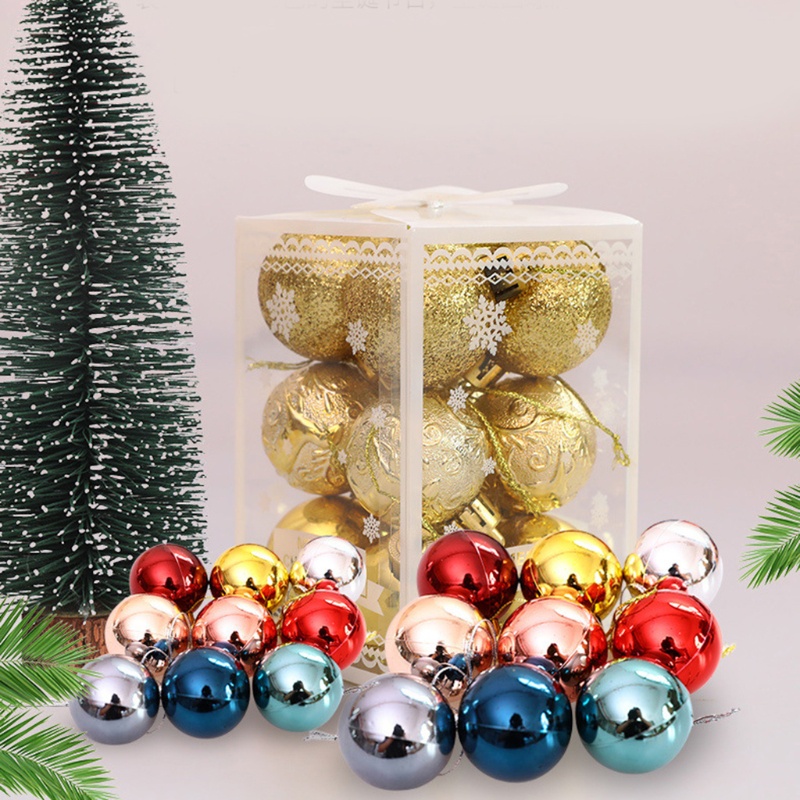 12 Pcs Ornamen Gantung Pohon Natal Ukuran 4cm Warna-Warni Untuk Dekorasi