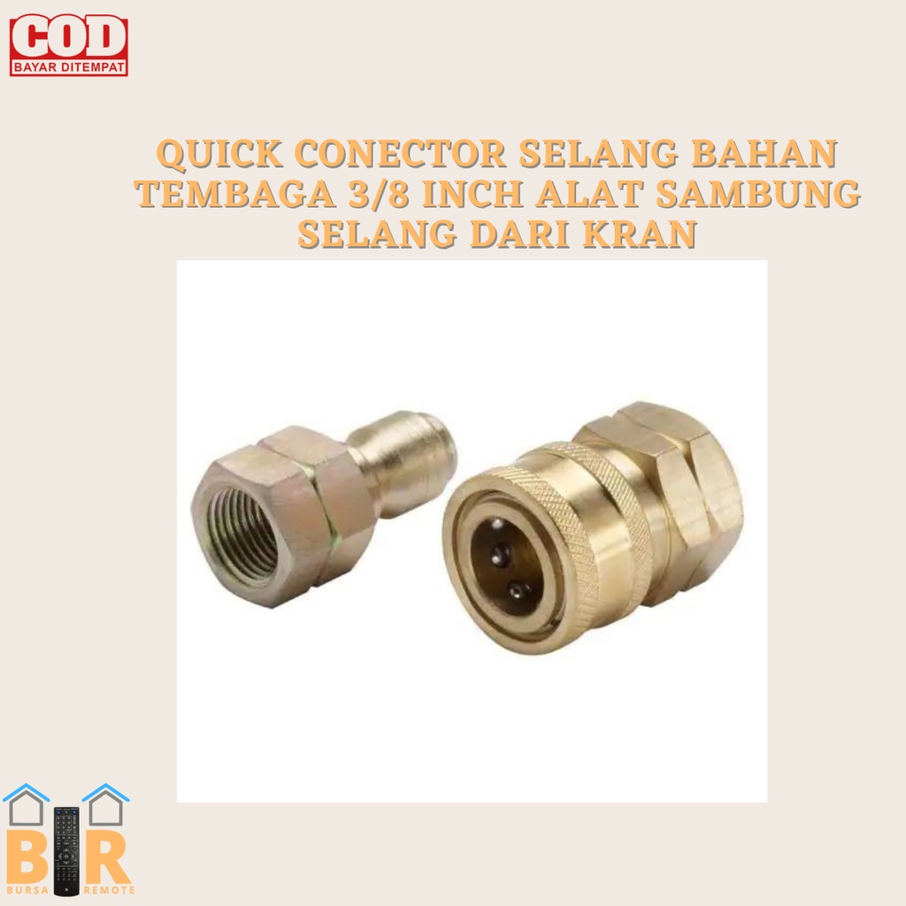 QUICK CONECTOR SELANG BAHAN TEMBAGA 3/8 INCH ALAT SAMBUNG SELANG DARI KRAN