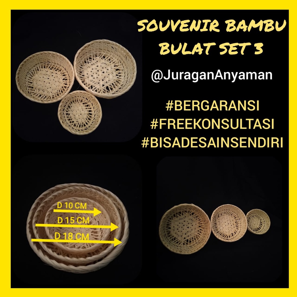 

Souvenir Anyaman Bambu Bulat Set 3 / Kemasan Souvenir Pernikahan Hitanan Aqikah Ulang Tahun Anyaman Bambu / Bamboo Box / Bamboo Hampers / Wedding Souvenirs / Wedding Hampers / Bambu Bamboo Souvenirs Handmade Original Authentic