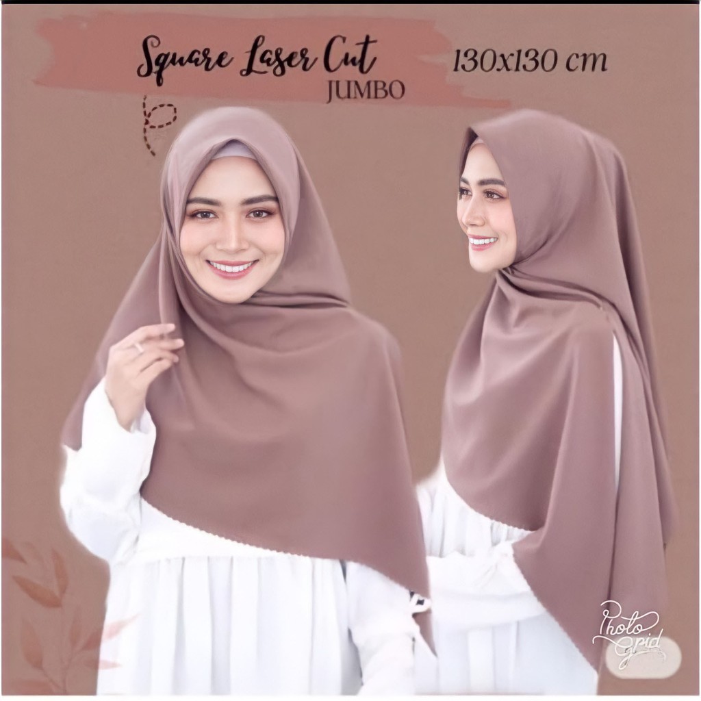 Hijab Segi Empat Bella Lasercut Jumbo Kerudung Segiempat Syar'i Pasar Hija'b