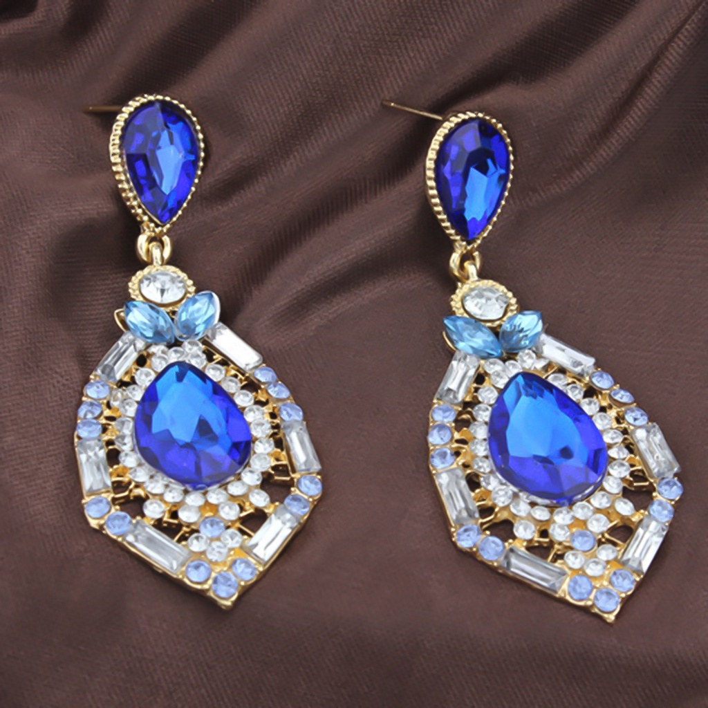 Hu Hu Hu Hu Hu Alat Bantu Pasang Kacamata♡ Anting Bentuk Tetesan Air Bahan Zinc Alloy Aksen Berlian Imitasi Untuk Wanita