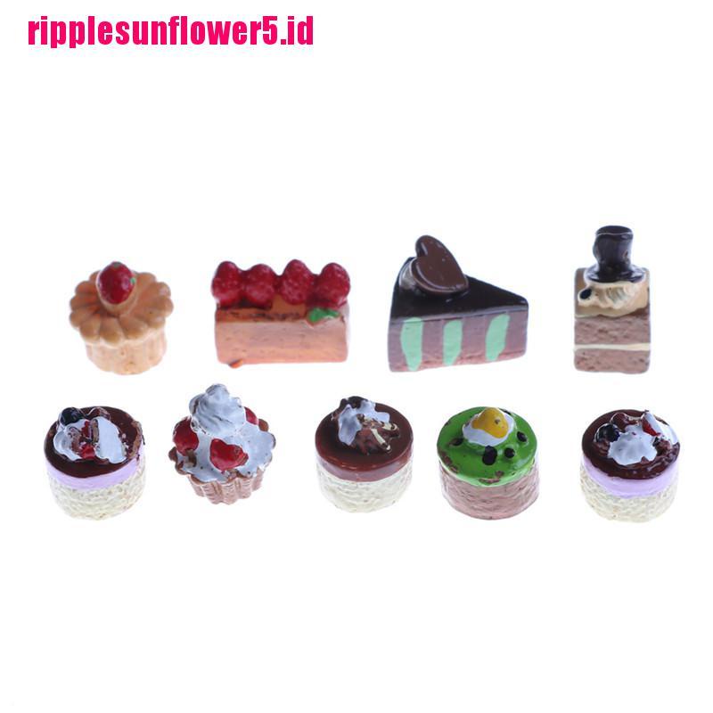 8pcs Miniatur Cupcake Strawberry Cokelat Untuk Rumah Boneka