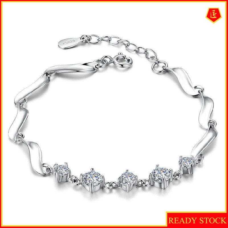 [Ready Stock]Fashion Elegant 925 Silver Diamond Bracelet