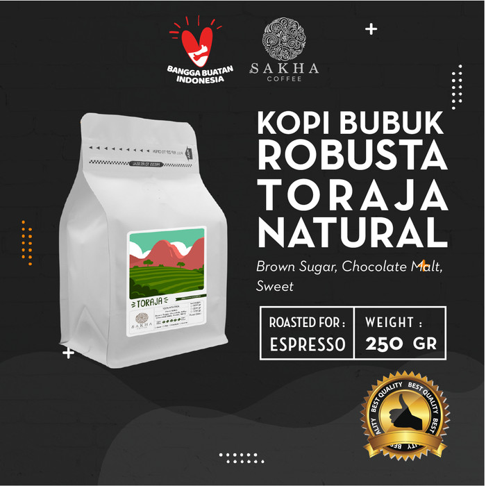 

Kopi Bubuk Robusta Toraja Sapan Roast For Espresso 250 Gr SAKHA COFFEE - KBRTOR250