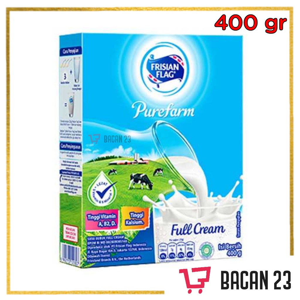 Frisian Flag PureFarm Full Cream (400gr) / Susu Bendera - Susu Putih / Bacan 23 - Bacan23