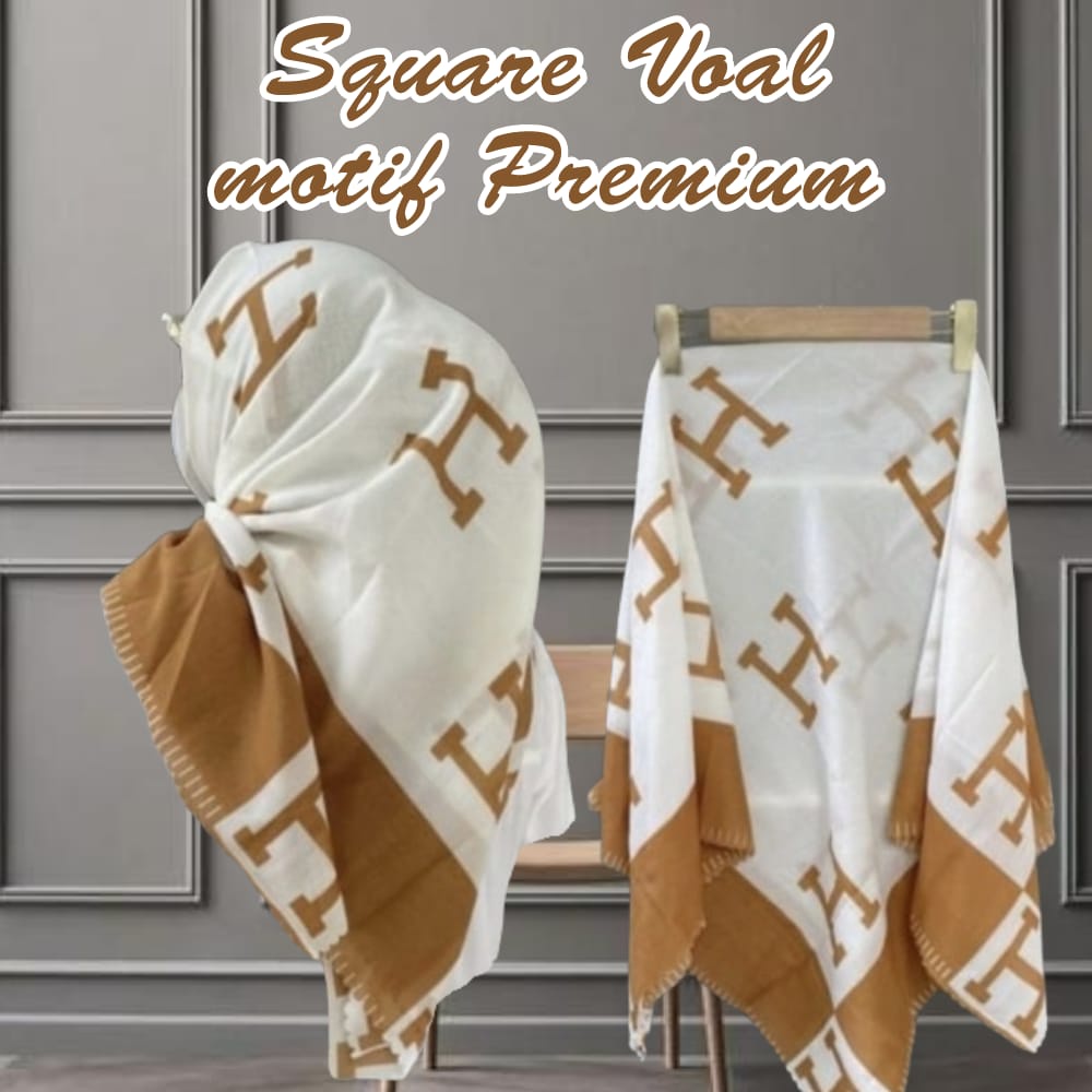Kerudung Segi Empat Voal Motif Premium Lasercut / Hijab Square Denai / Jilbab Voal Segi Empat