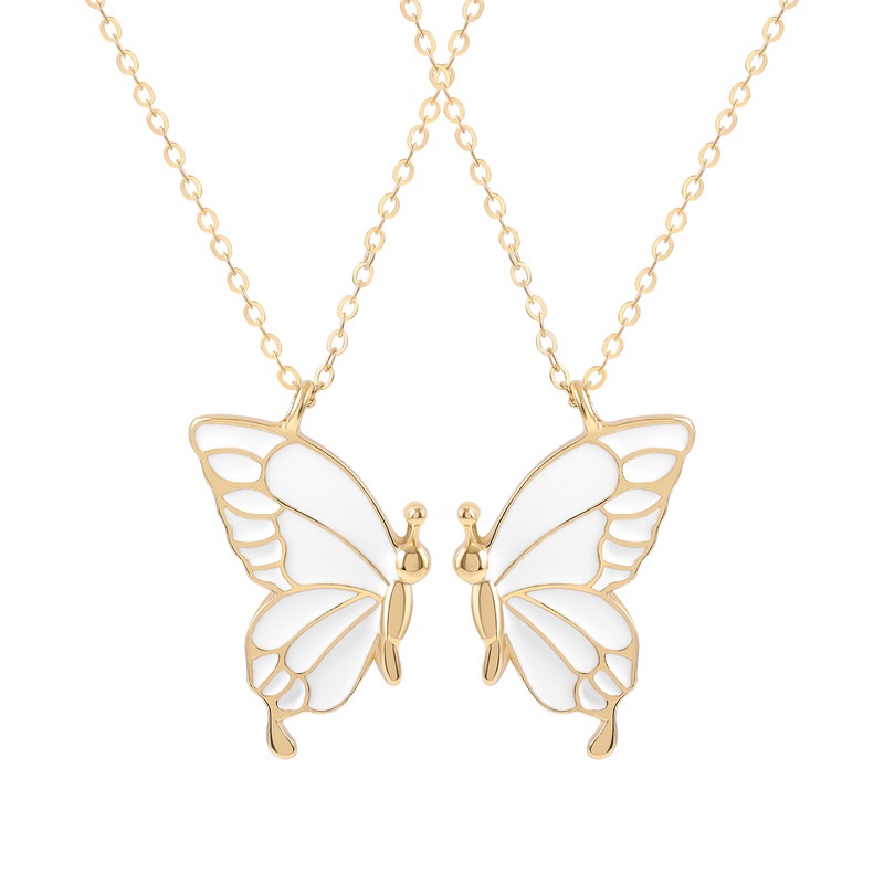 1 Pasang Kalung Rantai Choker Liontin Butterfly Warna Gold Silver Untuk Wanita