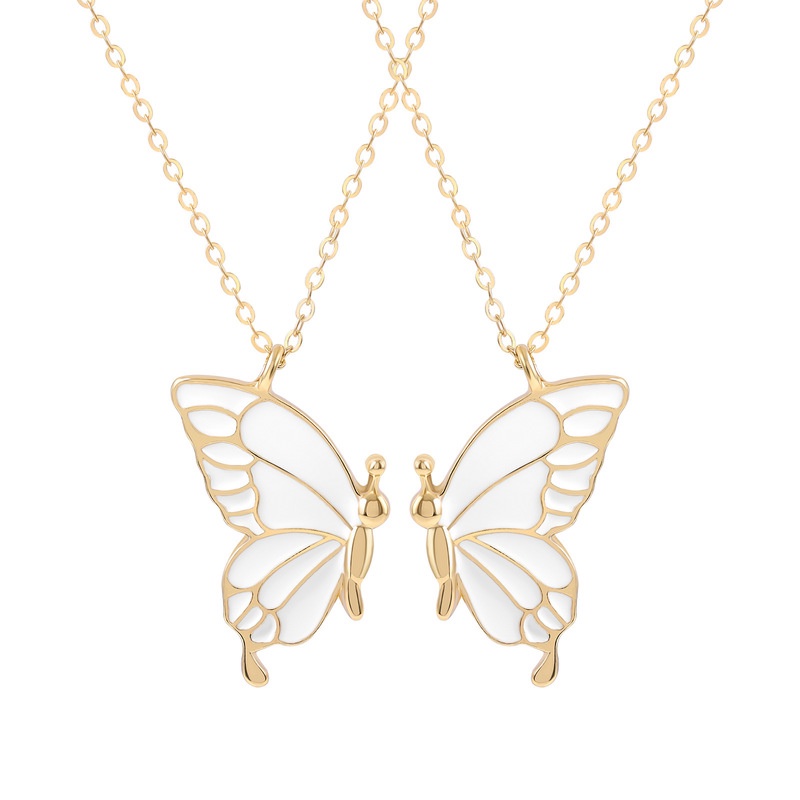 1 Pasang Kalung Rantai Choker Liontin Butterfly Warna Gold Silver Untuk Wanita