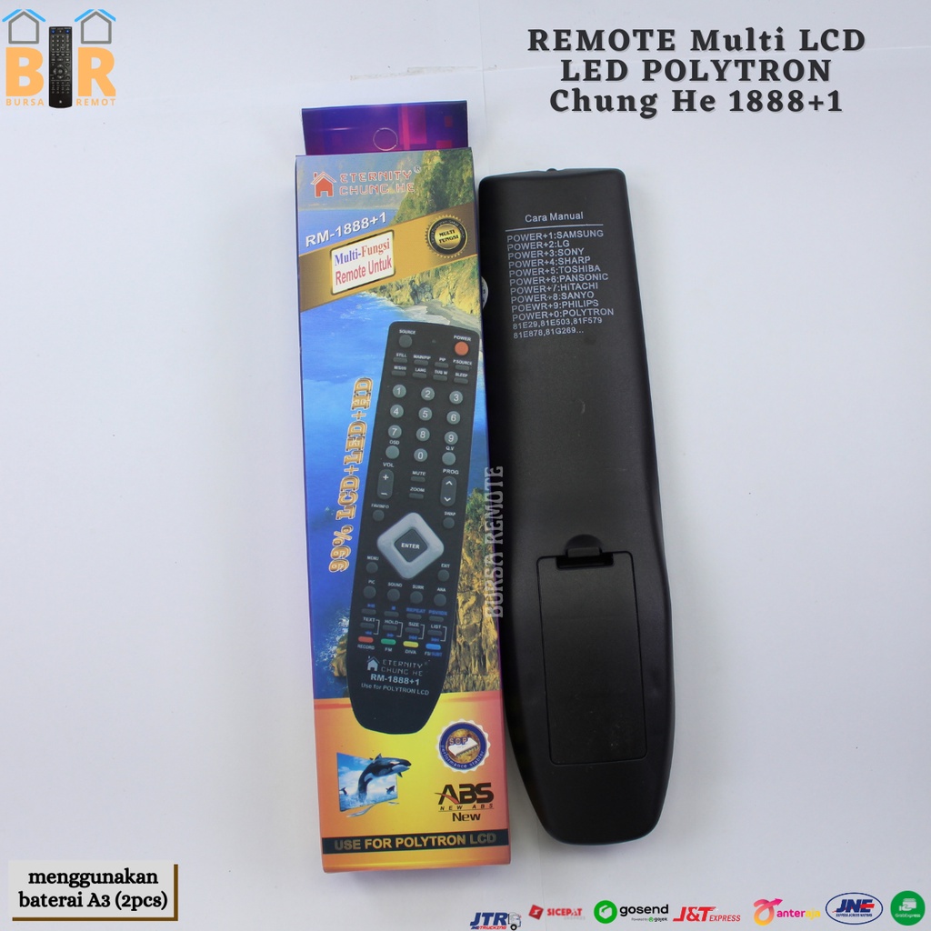 Remot Remote Polytron Tv Lcd Led Multi RM-1888 +1  Ecer dan Grosir