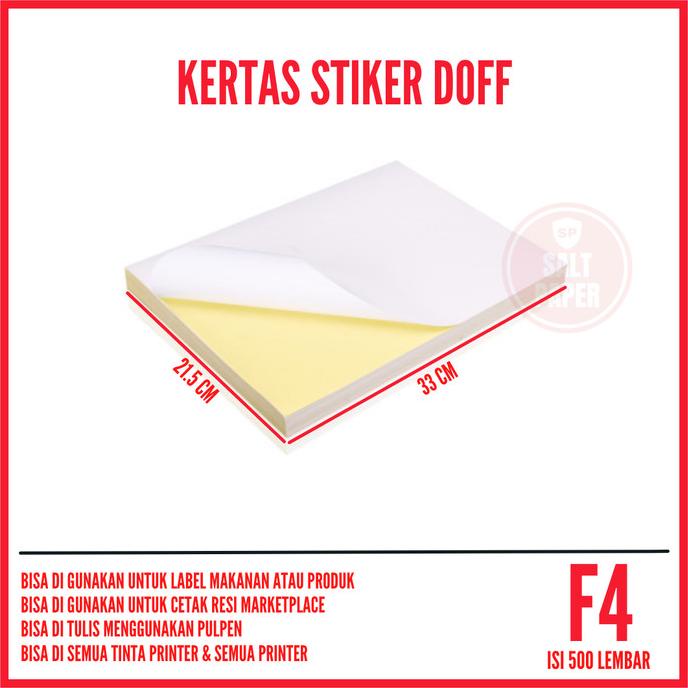 

Kertas Stiker HVS F4 - isi 500 lbr / Kertas Stiker / Sticker HVS Doff