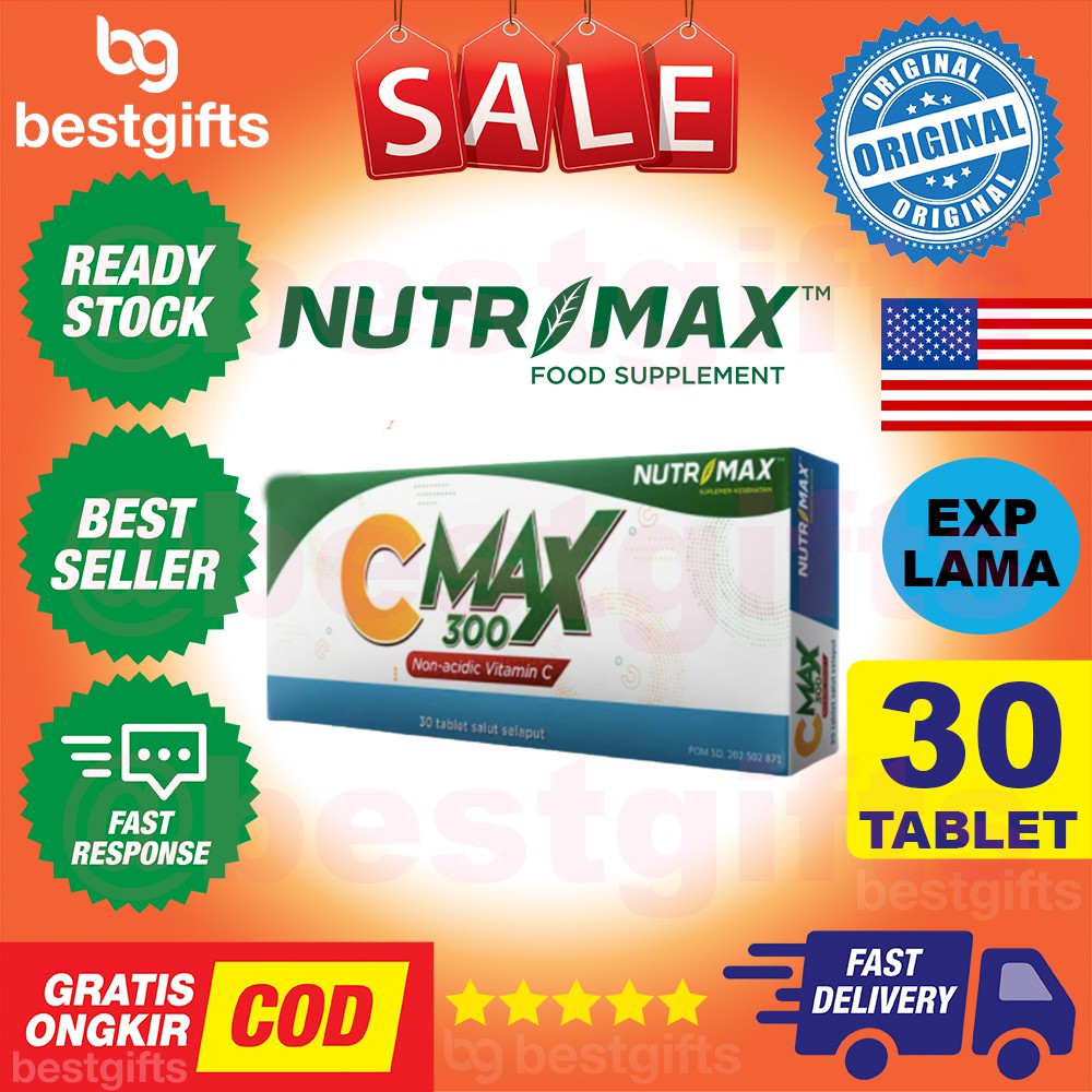 NUTRIMAX C MAX 300 MG VITAMIN C ANTIOKSIDAN DAYA TAHAN IMUN TUBUH KOLAGEN 1 STRIP ISI 30 TABLET