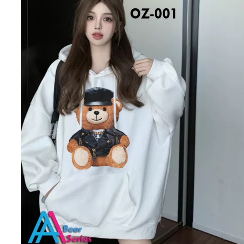 AA1 - Hoodie Bear Series Jumbo OVERSIZE Fleece Cewek Wanita || COD Bayar Dirumah