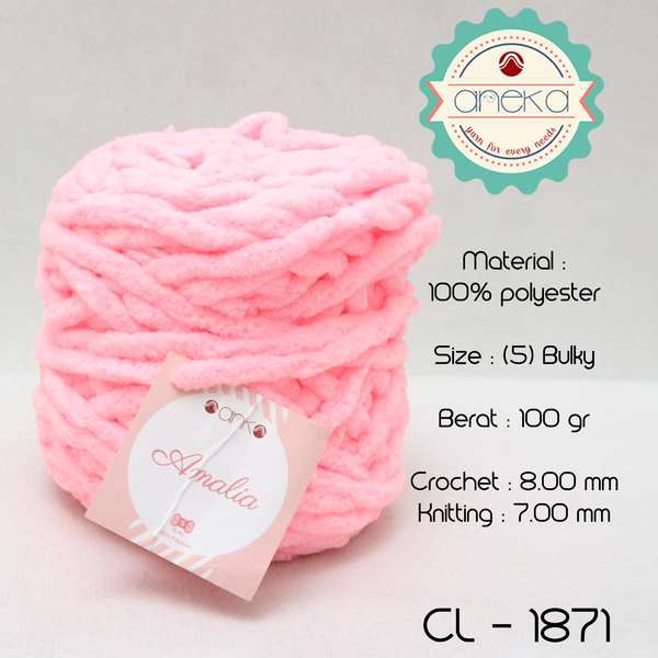 Benang Rajut Chenille Midi Amalia Yarn 1871 Pink