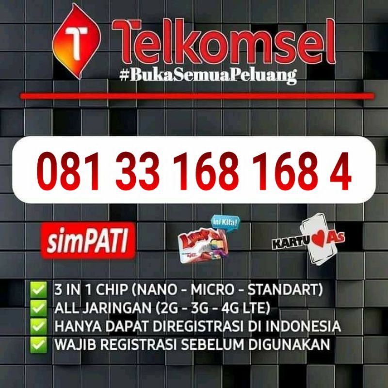 NOMOR CANTIK SIMPATI 4G LTE HOKKY 168 168