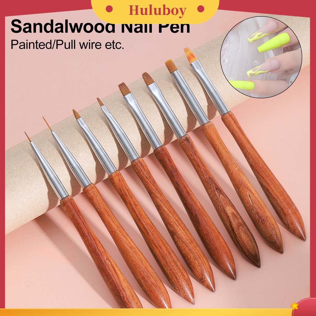 Huluboy Huluboy♡ Pen Brush Nail Art Bahan Nilon Wol Sandalwood Untuk Kecantikan