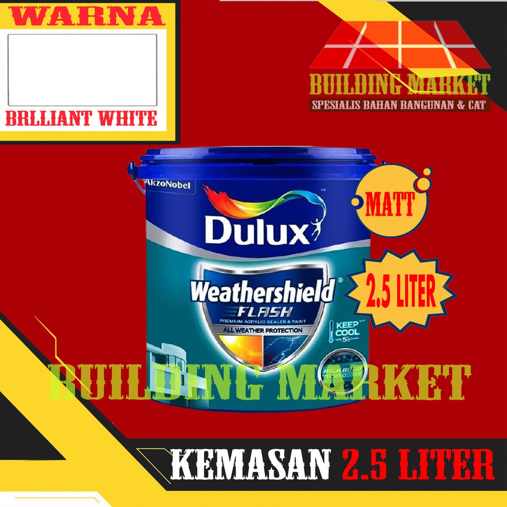 Jual Cat Tembok Dulux Weathershield Flash Brilliant White 2 5 Liter