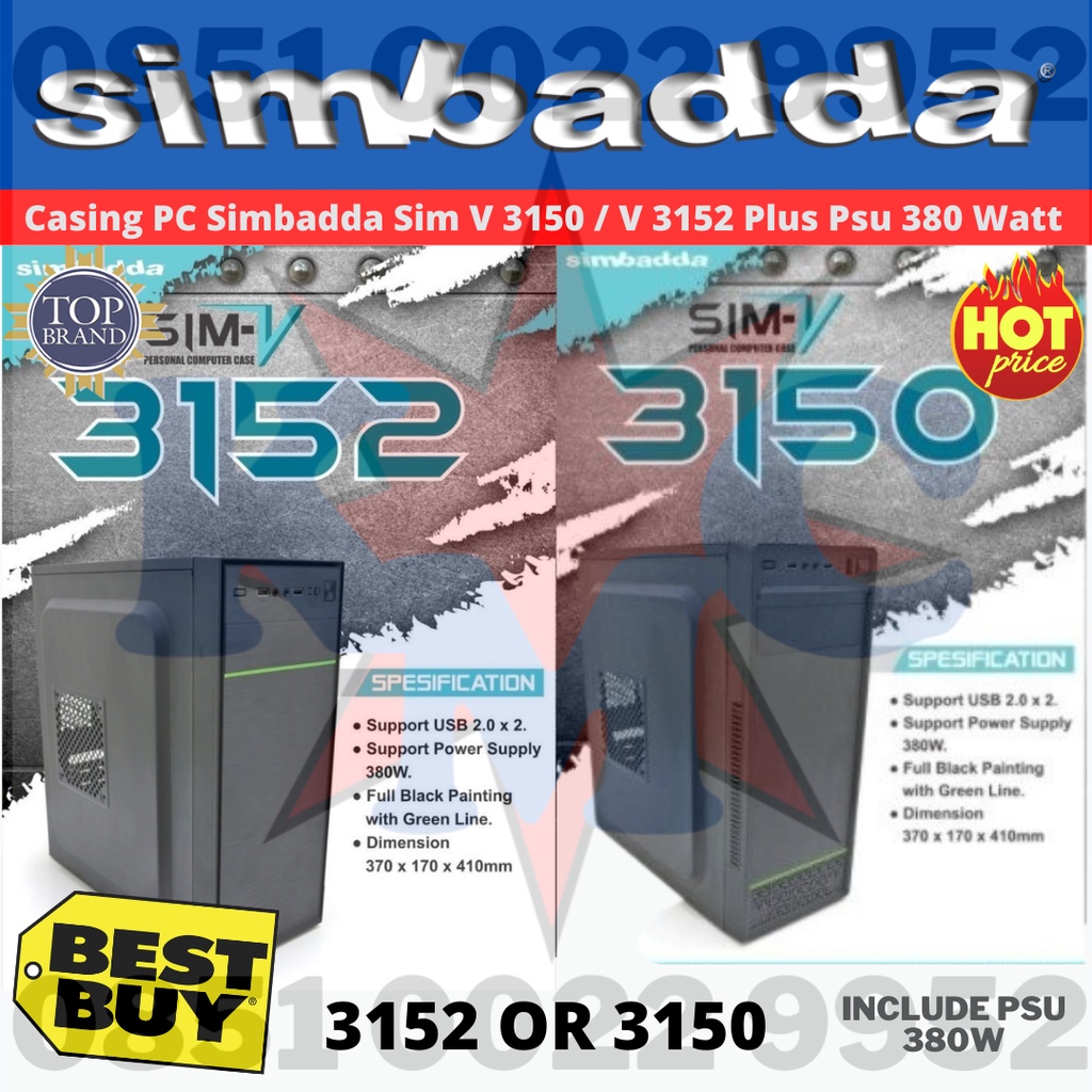 Casing PC Simbadda Sim V 3150 V 3152 Plus Psu 380 Watt