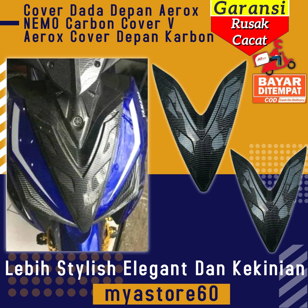 Cover Tutup Dada Depan Aerox NEMO Carbon Cover V Aksesoris Variasi Yamaha Aerox Cover Depan Karbon