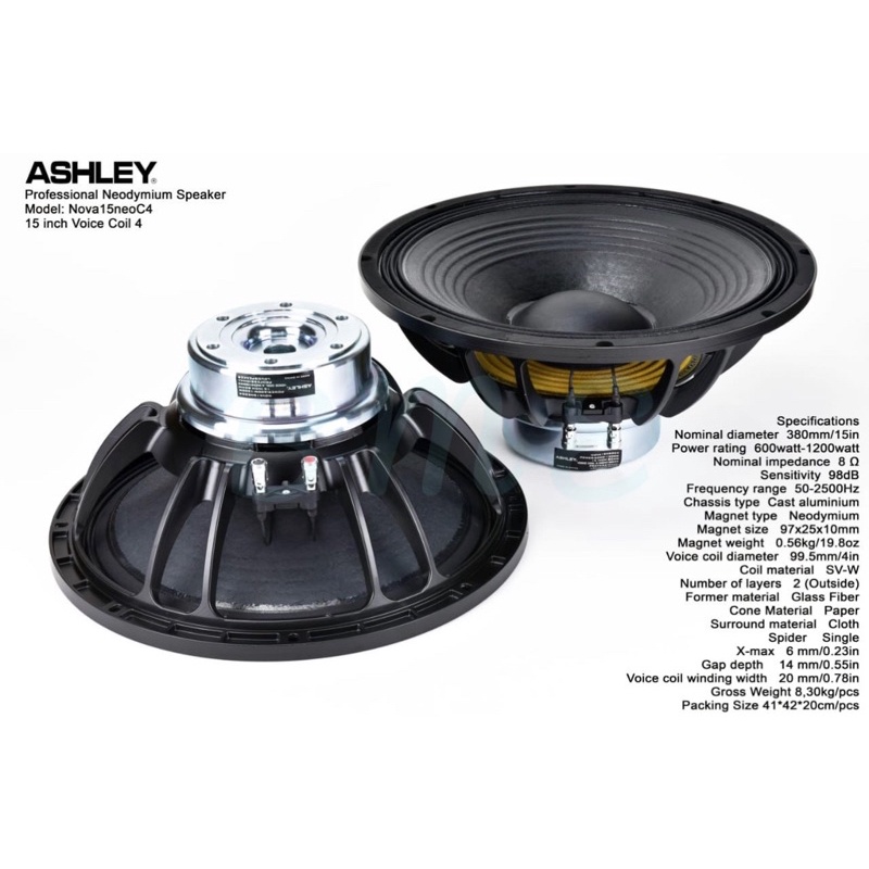Speaker Component Ashley NOVA15NEO C4 Woofer 15 Inch Neodymium