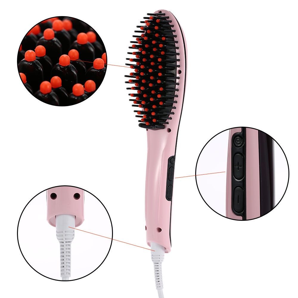 Sisir Pelurus Rambut Electrik Ion Setrika Rambut rebounding Hair Straightener Hair Brush One-Step Electric Hair Straightener Brush Ceramic Fast Heating Electric Brush Heat Smooth Iron Comb Styler Curling