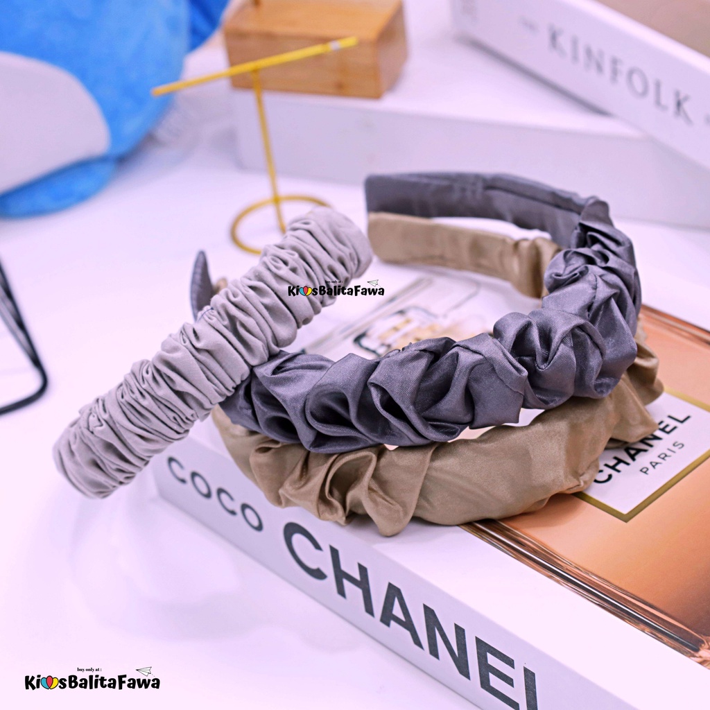 [POLOS] Bando Scrunchie / Bando Kerut Headband Korean Style Murah Polos Wanita Babycinnamon