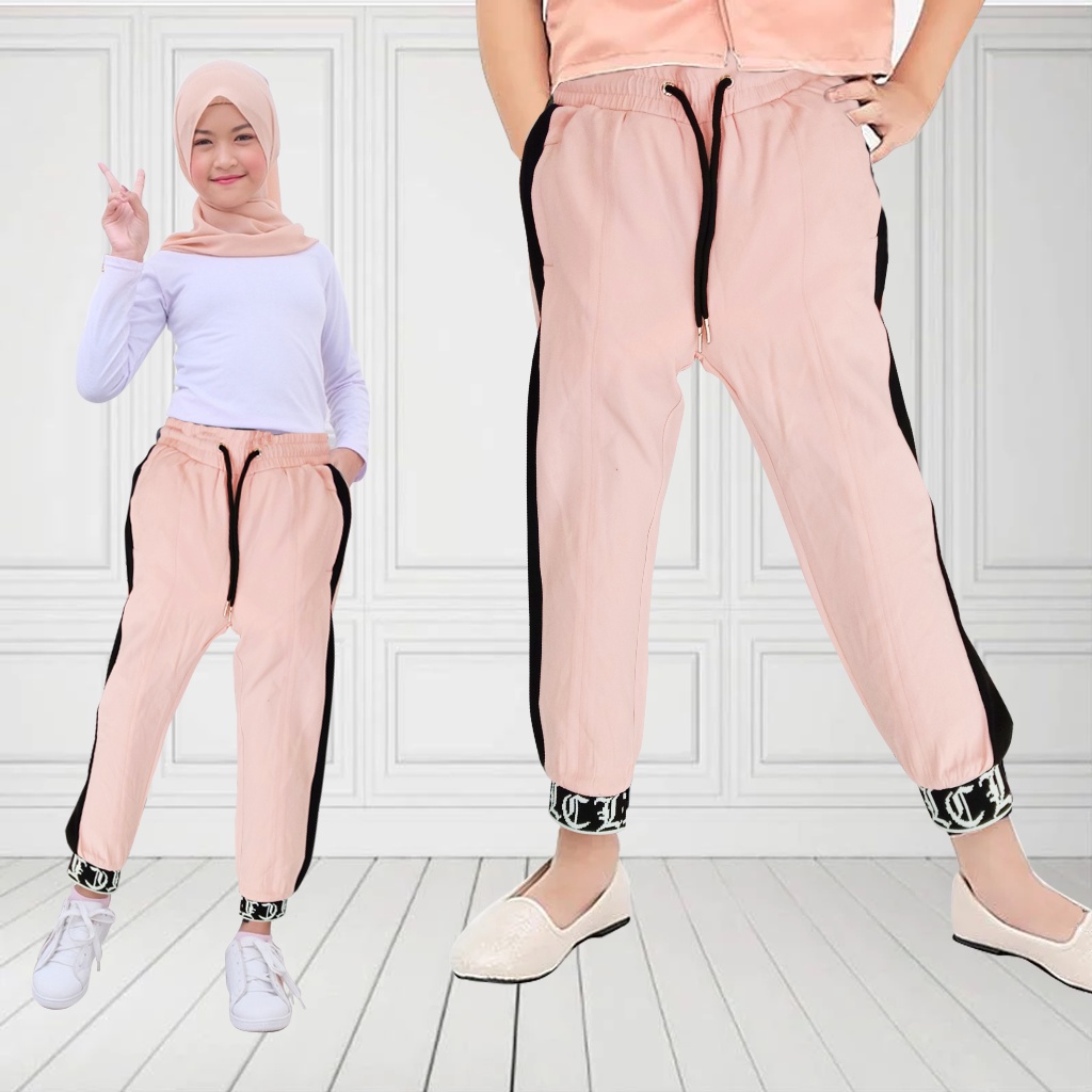 GTE | Celana Jogger Anak Perempuan / Joger Anak Perempuan / Celana Jogger Anak Import 2-11Th Warna Pink