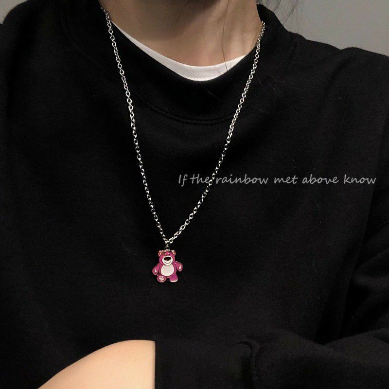 WB285 Kalung Pink Bear Beruang Pink Lotso