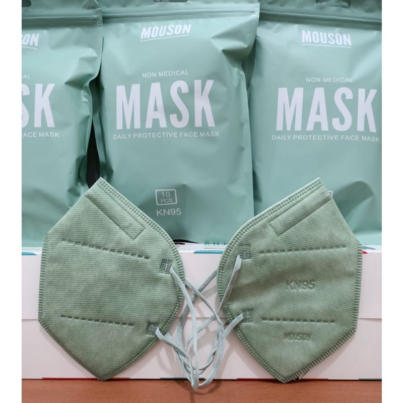 Masker KN95 Mouson Face Mask isi 10 pcs Nude Green