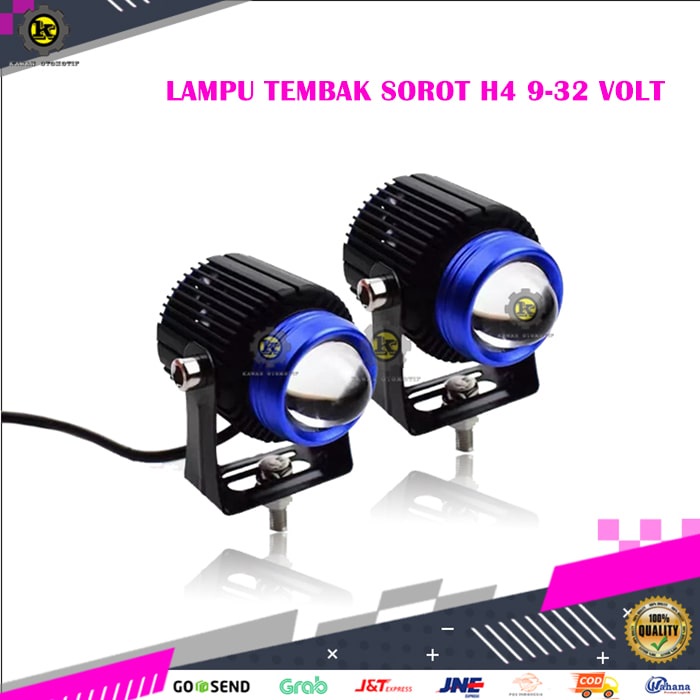 Lampu Led Variasi Utama Tembak Sorot Depan Lensa H4 Hi/low Mobil Universal Truk 12-24 Volt
